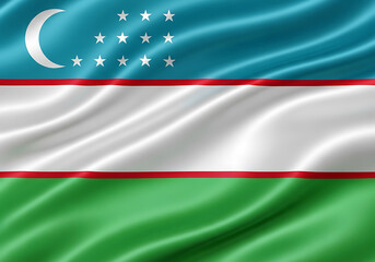 Obraz premium The national flag of uzbekistan with a crescent moon and stars
