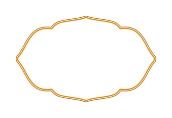 Shiny golden realistic luxury 3d frame with ornate decoration. Ornamental border in oriental style. Indian decorative element. Vector for certificate, stamp, vignette, label, badge, various design