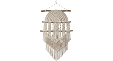 Macrame Wall Hanging with Rainbow Arch and Tassels