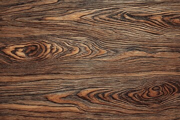 Close up of richly textured dark wood grain with knots