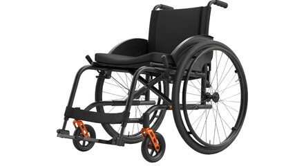 Fototapeta premium Modern Black Wheelchair with Orange Accents graphic