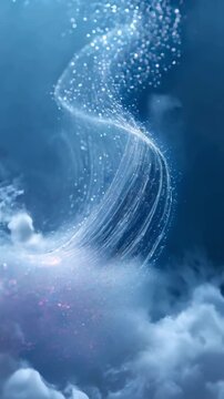 科学解説のBロールに適した清潔な白銀粒子と穏やかな波形が知的で信頼感のあるトーンを作る教育用途フレンドリー素材. 生成AI