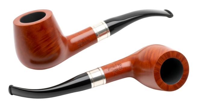 Two Polished Wooden Smoking Pipes on Black tobacco pipe - Powered by Adobe