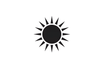 Abstract sun illustration with sharp rays, symbolizing energy and warmth against a black background