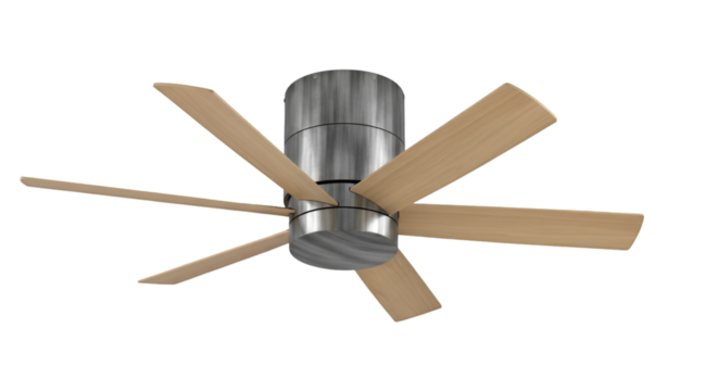 Modern Brushed Metal Ceiling Fan with Wooden Blades