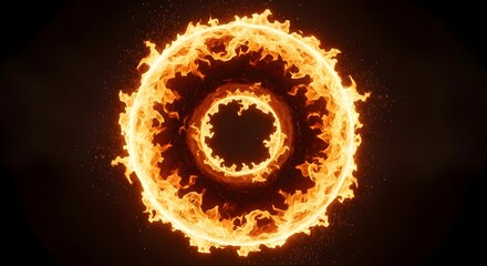Fiery Circular Ring of Flame A Mesmerizing Abstract Illustration of Burning Energy