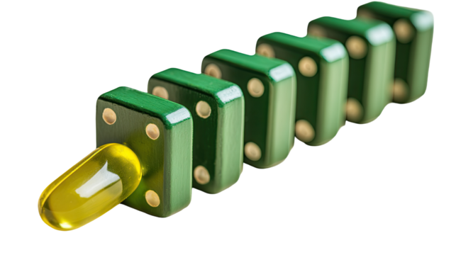 Green dominoes with a yellow capsule - Powered by Adobe