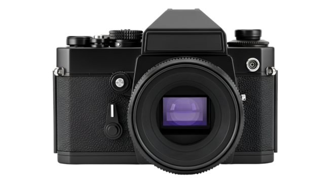 Vintage Black Film Camera Front View vintage camera