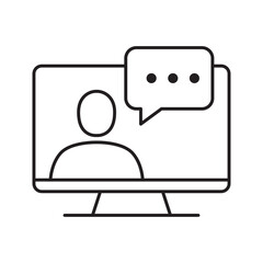 Online video communication and chat icon. Virtual consultation and customer support symbol