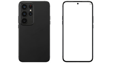 Black Smartphone Front and Back Views mobile device