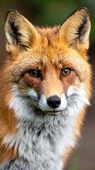 Naklejka premium A close-up of a red fox, looking directly at the viewer