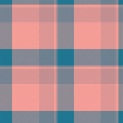 Christmas ornament check background texture, volume vector textile plaid. Silk tartan pattern fabric seamless in red and cyan colors.