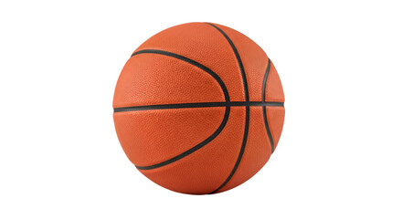 Orange basketball with black lines on a black background