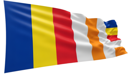 Waving Buddhist Flag with Multiple Stripes religion