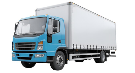 Blue and White Box Truck on Black Background delivery truck