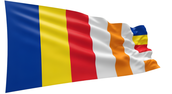 Waving Buddhist Flag with Multiple Stripes religion