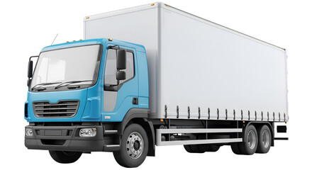 Blue and White Box Truck with Tarp Trailer graphic