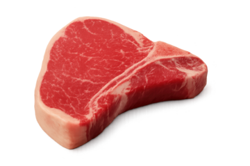 Raw bone-in ribeye steak with marbling on transparent background
