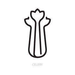 Celery line icon. Plant symbol. Food concept. Isolated on a white background. Flat design. Editable stroke. Vector illustration.