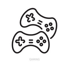 Gaming line icon. Gamepad, joystick symbol. Hobby concept. Isolated on a white background. Editable stroke. Flat design. Vector illustration.