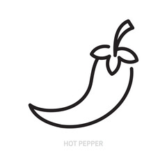 Hot pepper line icon. Vegetable symbol. Food concept. Isolated on a white background. Flat design. Editable stroke. Vector illustration.