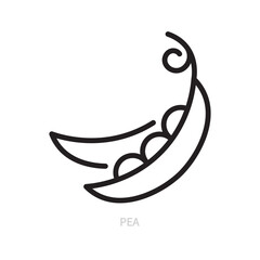 Peas line icon. Vegetable symbol. Food concept. Isolated on a white background. Flat design. Editable stroke. Vector illustration.