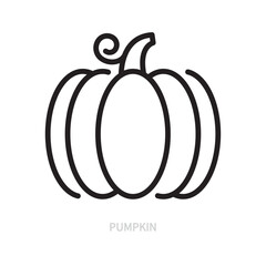 Pumpkin line icon. Vegetable symbol. Food concept. Isolated on a white background. Flat design. Editable stroke. Vector illustration.