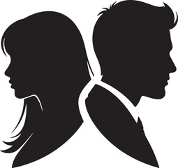 Broken Relationship Silhouette Vector of Couple Separating
