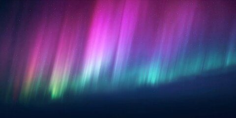 Vibrant Aurora Borealis dances across a star filled night sky with shimmering hues of pink purple