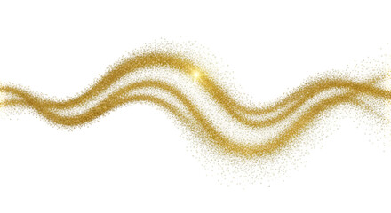 Wavy Gold Glitter Streak on Transparent Background