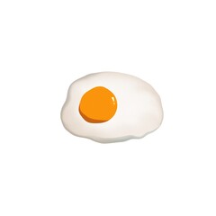 fried egg on white background
