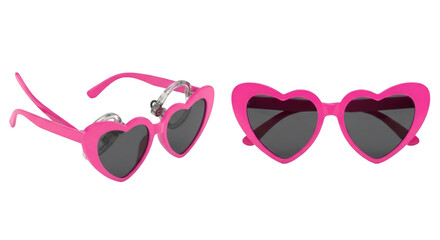Pair of Pink Heart Shaped Sunglasses Isolated fashion