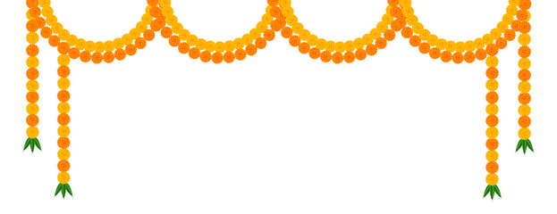 Marigold flower elements different types decoration: traditional celebration festival of  Diwali, deepawali, wedding, invitation, card, floral, dussehra, on transparent background, vector png design