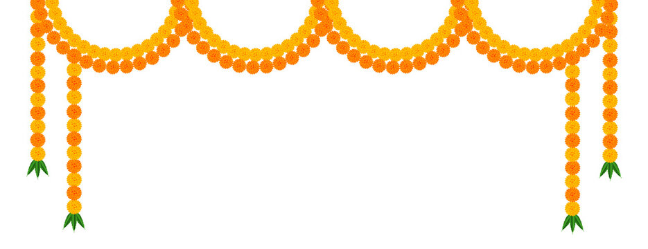 Marigold flower elements different types decoration: traditional celebration festival of  Diwali, deepawali, wedding, invitation, card, floral, dussehra, on transparent background, vector png design