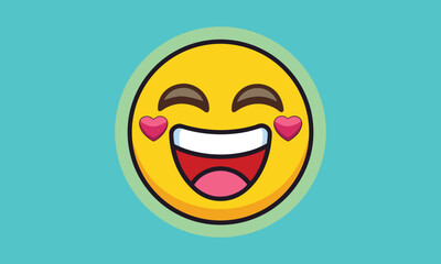 Fototapeta premium Laughing Emoji with Heart Eyes Illustration