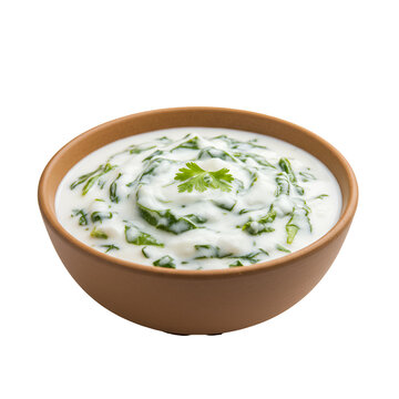 Healthy bathua raita yogurt with chenopodium leaves