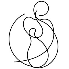 Abstract minimalist line art depicting a person within a circular shape on a white background design style