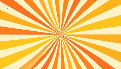 A dynamic abstract burst radiating outward. The design features converging stripes with a palette of orange and cream hues