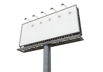 Blank road billboard sign isolated on transparent background for advertising and promotion