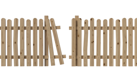 Wooden Picket Fence With Broken Section barrier