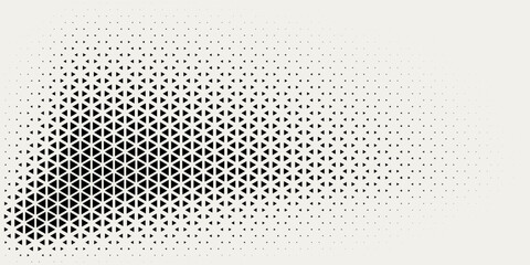 Halftone Circle Triangular Grid. Round Border Random Halftone Triangles Raster Texture. Half Tone Circular Pattern