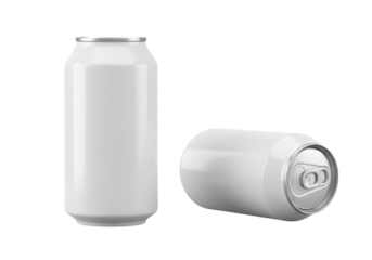 White aluminum cans for mock up isolated on transparent background