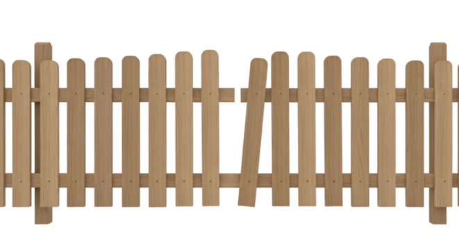 Wooden Picket Fence with Broken Section garden