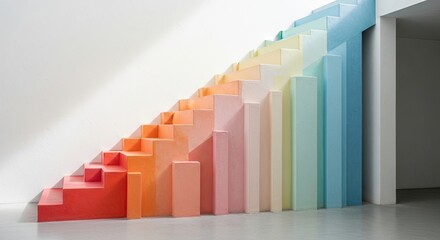 Colorful Staircase Art Installation Creates Gradient Effect