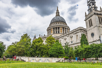 St. Paul's Cathedral London with Dramatic Sky and Historic Architecture View
