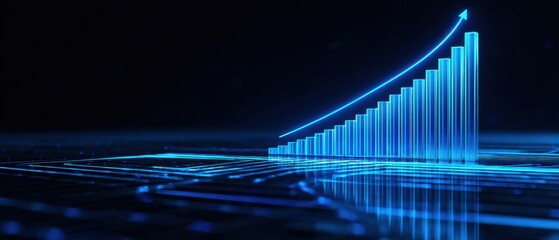 The Growth Chart Rising in a Futuristic Digital Landscape