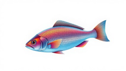 A vibrant and artistic illustration of a colorful fish showcasing its detailed scales and fins.