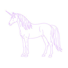 Line Art Illustration of Unicorn