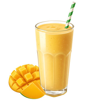 Mango lassi Indian yogurt smoothie with ripe mango