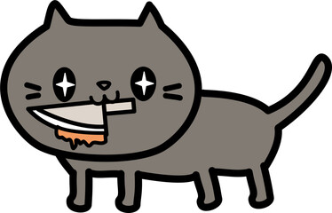 color halloween doodle cat with knife